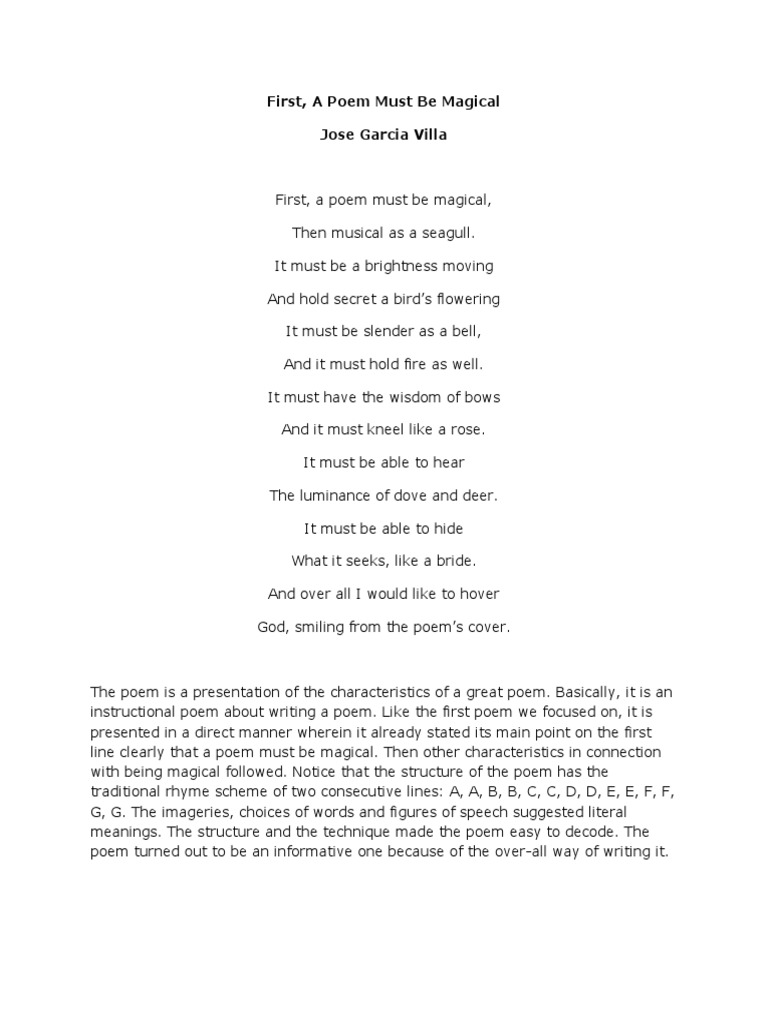 First Poems Must Be Magical Poetry