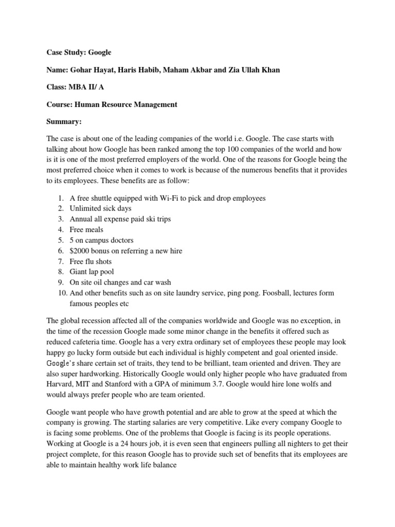 Google Case PDF WorkLife Balance Google