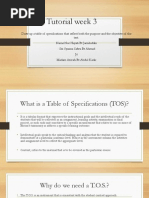 Table of Specification