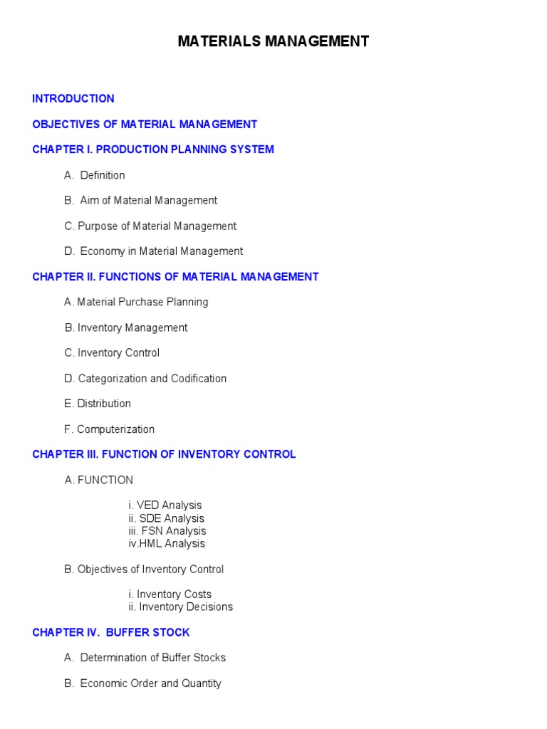 Materials Management PDF Inventory Supply Chain Management