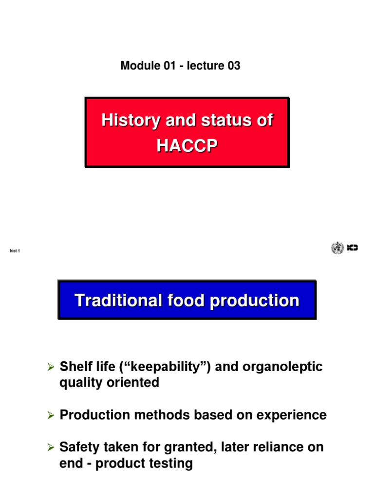 History and Status HACCP PDF Hazard Analysis And Critical Control