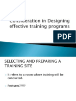 Consideration in Designing Effective Training Programs