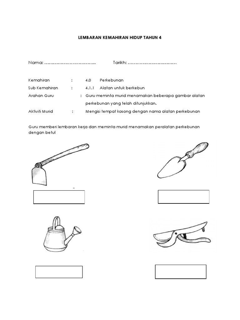 Lembaran Kemahiran Hidup Tahun 4 Pdf