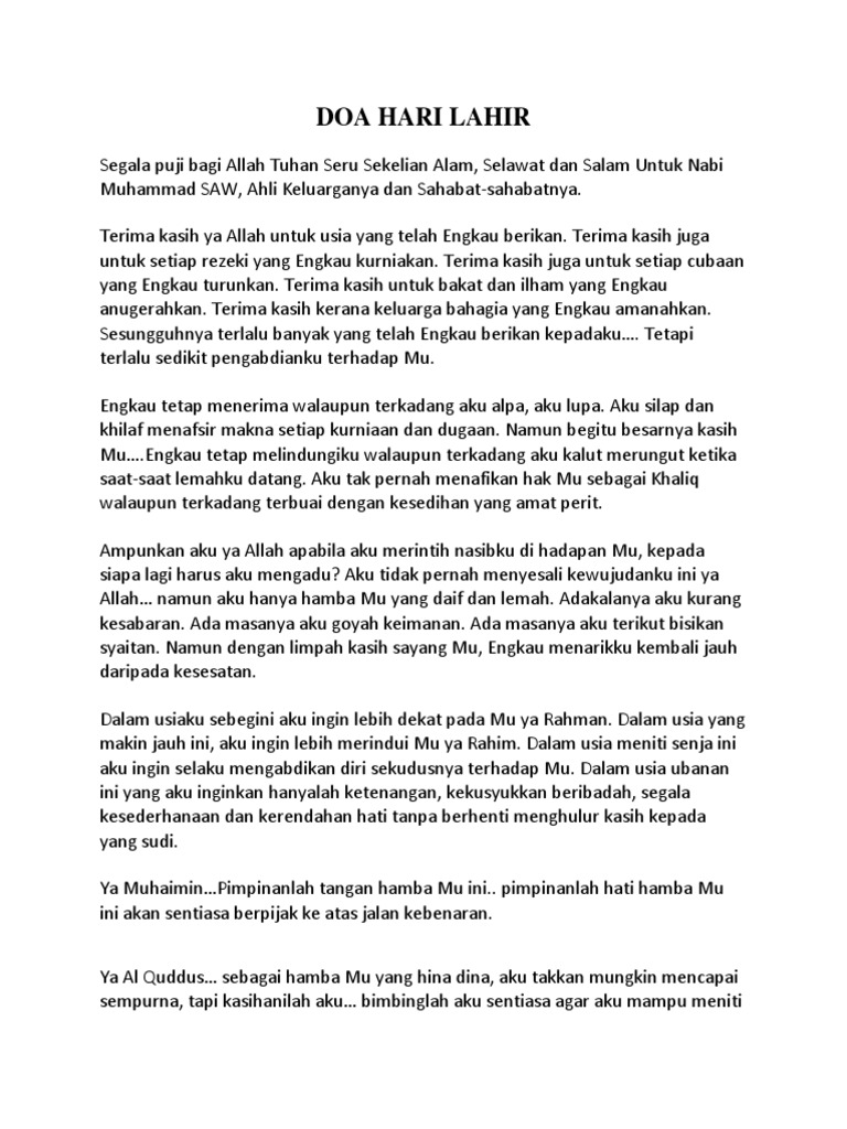 Doa Hari Lahir Pdf