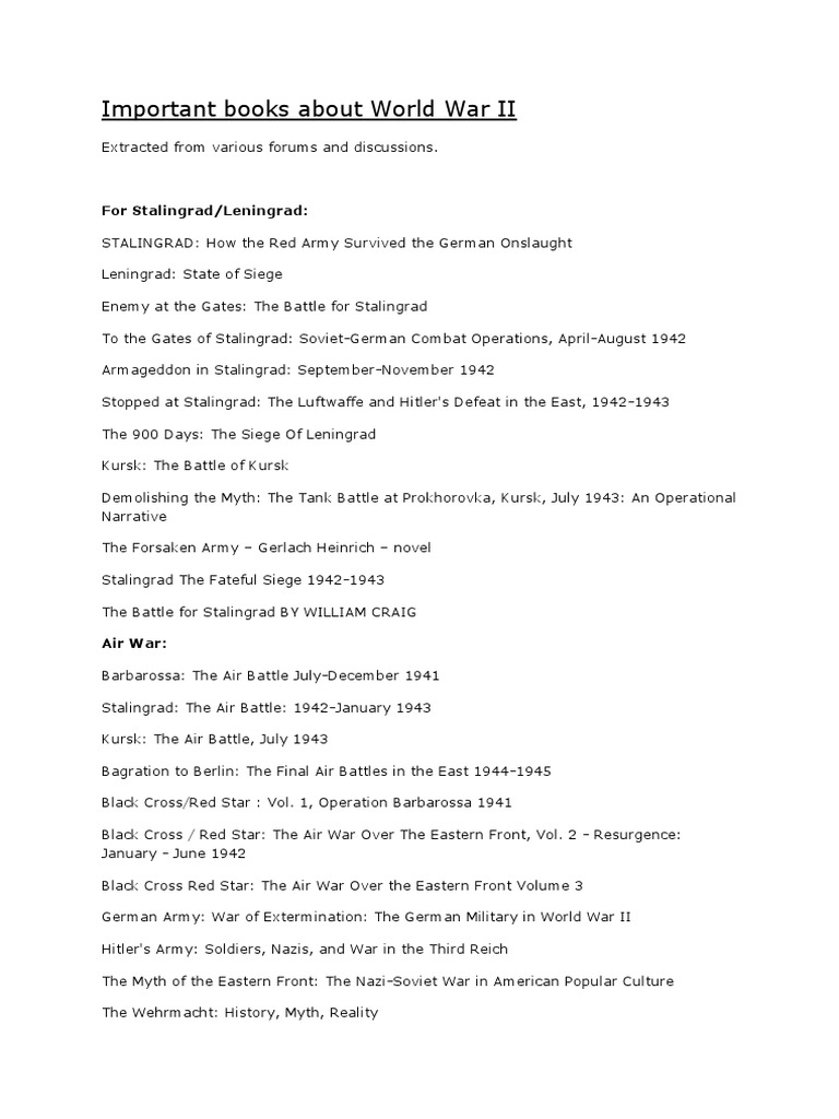 Key Eastern Front WWII Books | PDF | Eastern Front (World War II ...