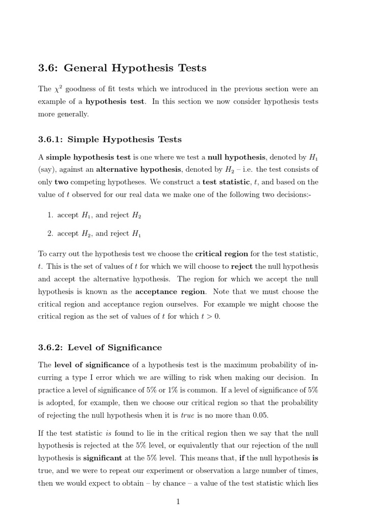 3.6: General Hypothesis Tests | PDF | Statistical Hypothesis Testing ...