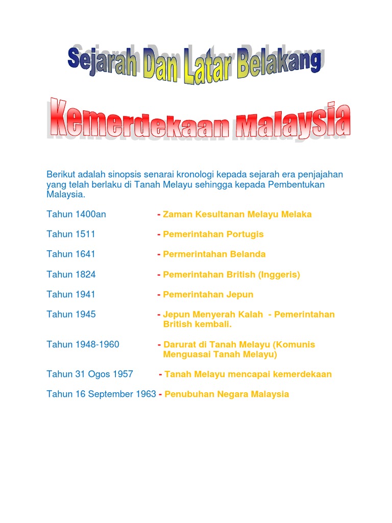 Sejarah Dan Latar Belakang Kemerdekaan Malaysia | PDF