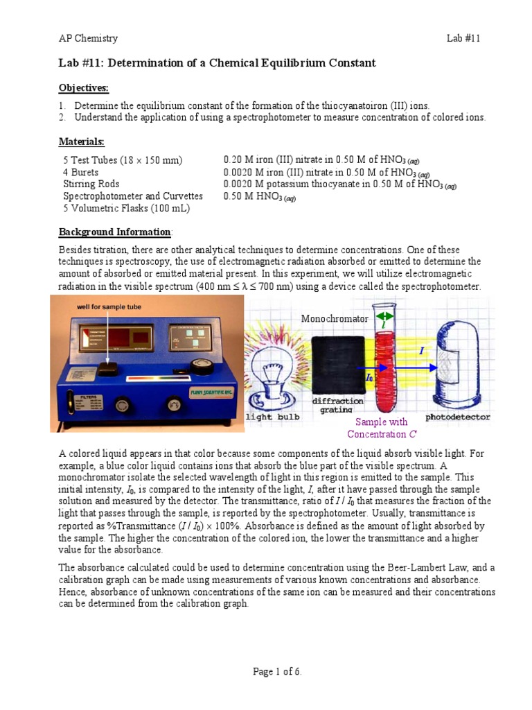 Determining Equilibrium Constants Through Spectrophotometric Analysis