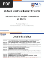 EE2022 Electrical Energy Systems: Lecture 17: Per Unit Analysis - Three Phase 21-03-2013