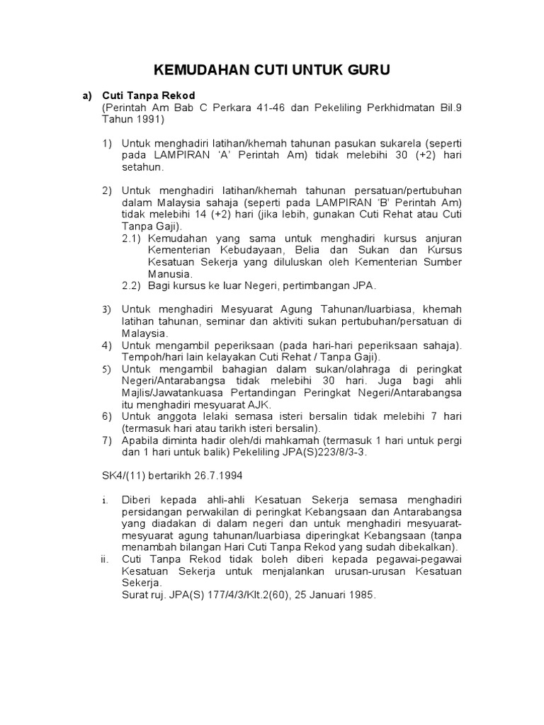 Cuti Tanpa Rekod PDF  PDF