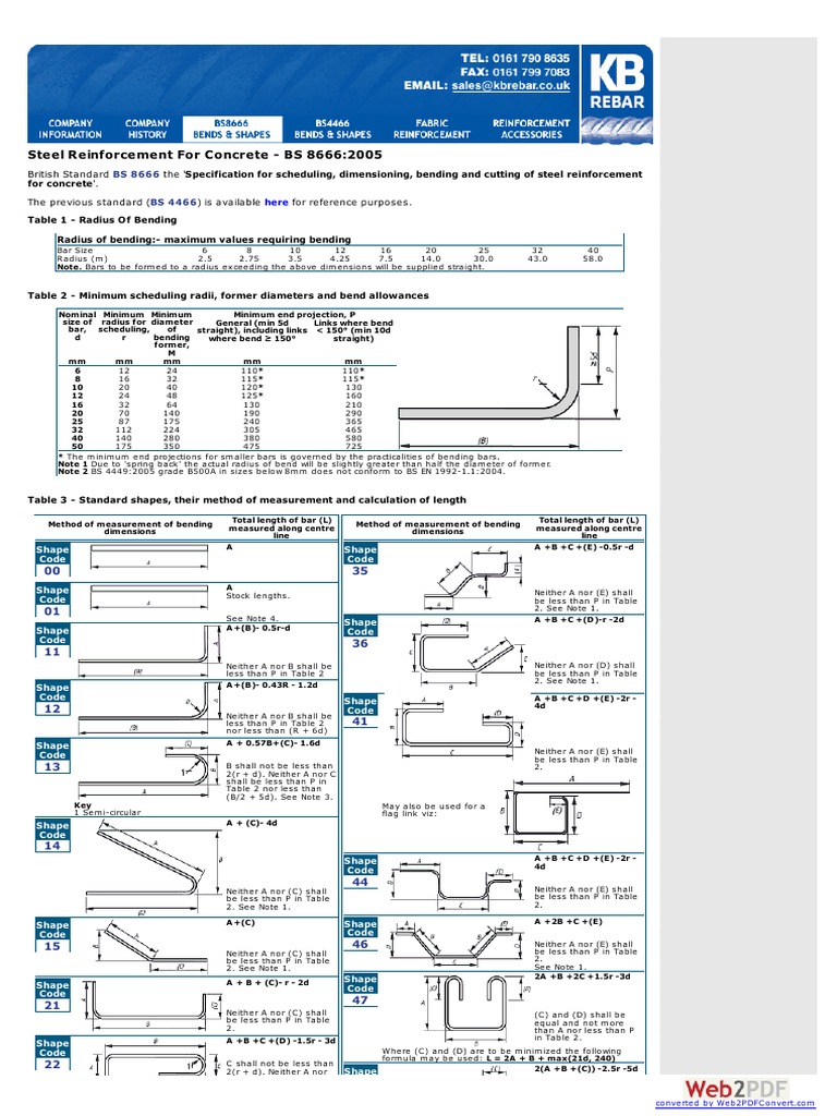 Steel R Einforcement For Concrete - BS 8666:2005 | PDF | Angle ...