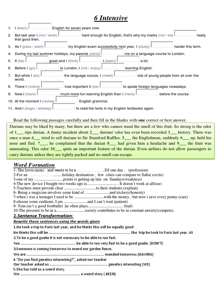 6 Intensive: Word Formation | PDF | Odor | English Language