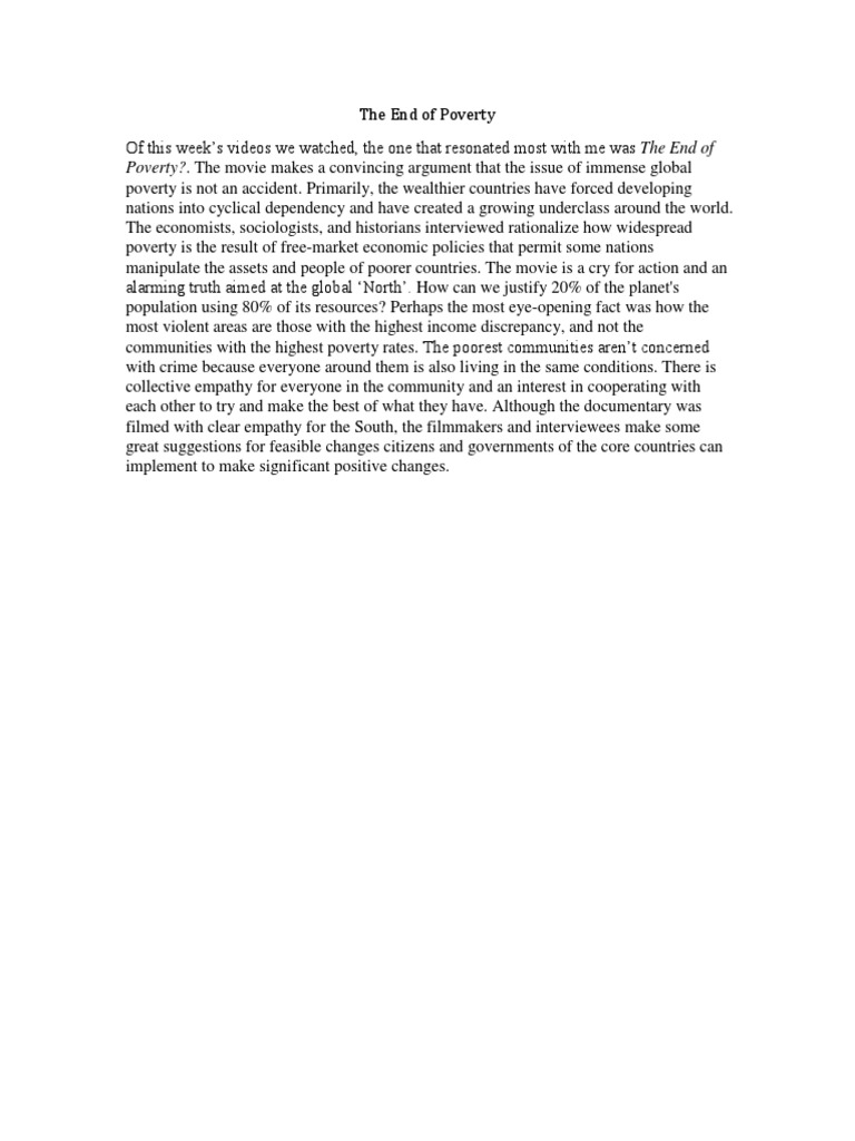 The End of Poverty: Global Inequality Explained | PDF