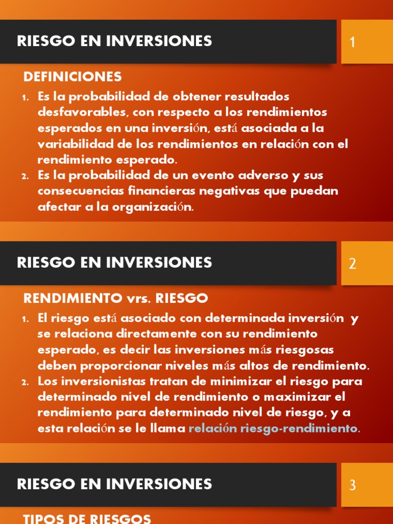 Tipos y Niveles de Riesgo en Inversiones | PDF | Inversiones | Tasas de ...