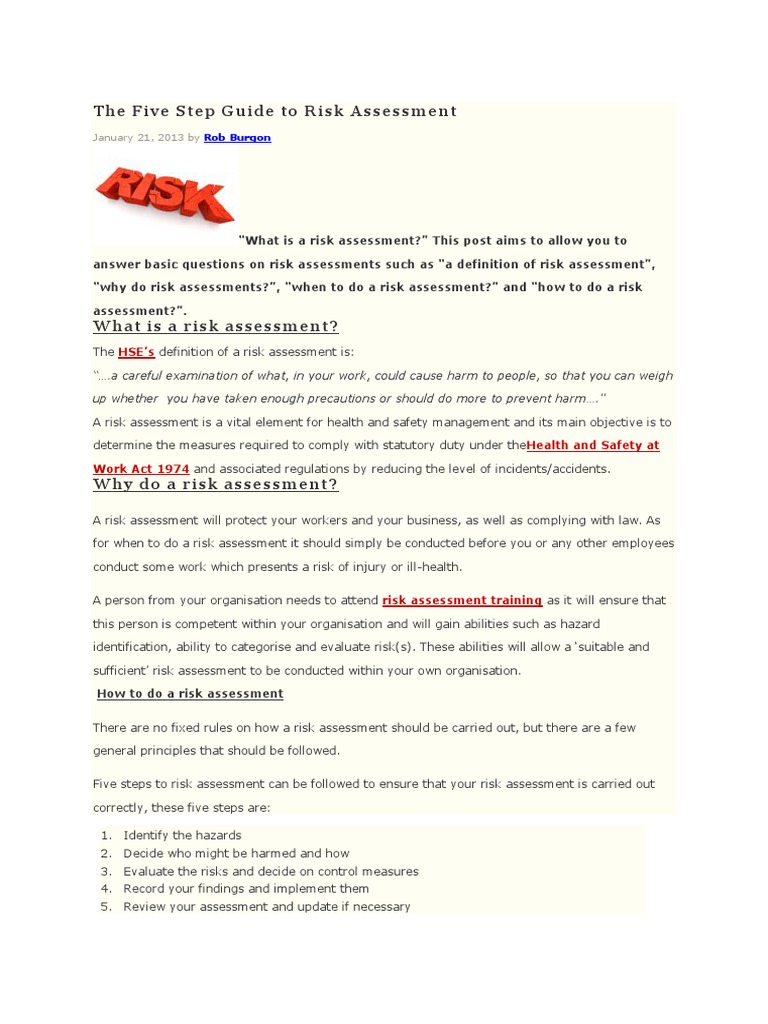 Five Steps for Effective Risk Assessment | PDF | Risk Assessment | Risk