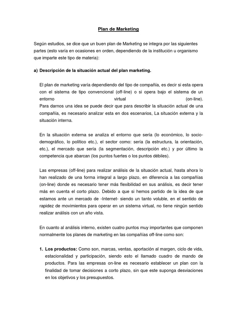 Plan de Marketing | PDF | Marketing | Mercado (economía)