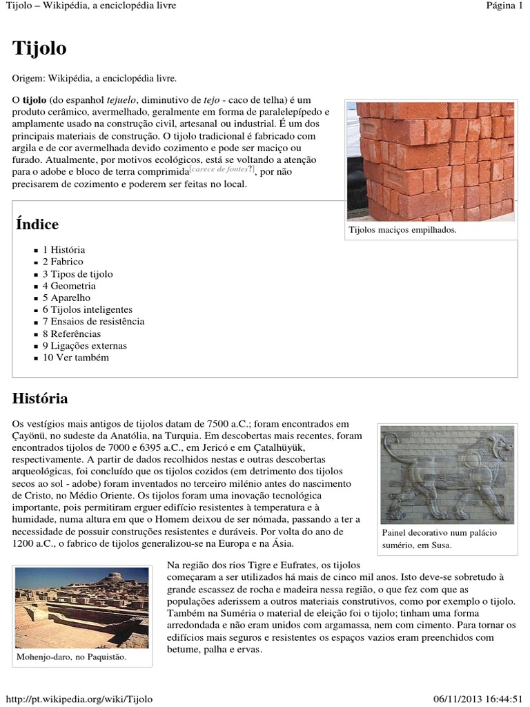 Tijolo – Wikipédia, a enciclopédia livre
