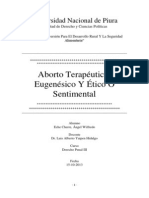 Aborto terapéutico, eugenesico, etico o sentimental