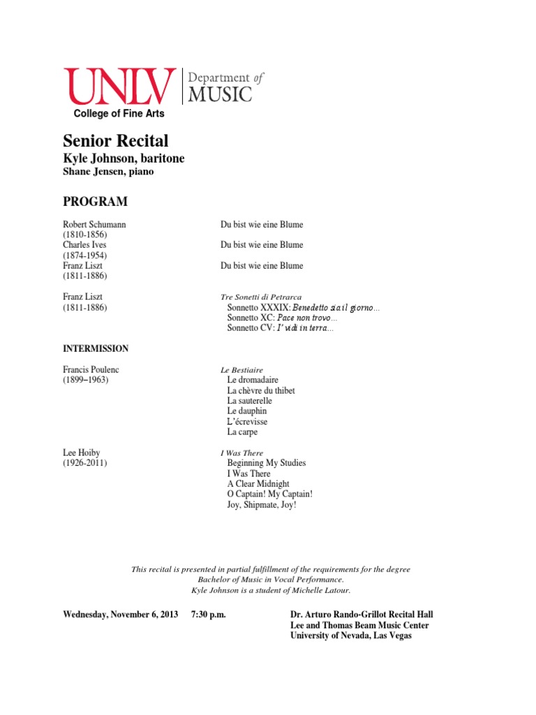 Senior Recital: Kyle Johnson | PDF | Art | Classics