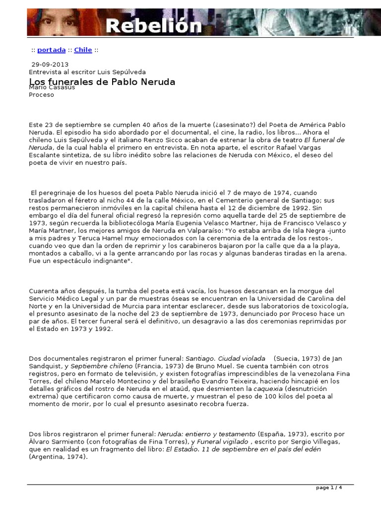 19730924 Los Funerales De Pablo Neruda Entrevista Al - 