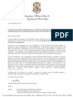 Sínodo de Los Obispos 2014: Carta Del Arzobispo de San Juan A Los Párrocos