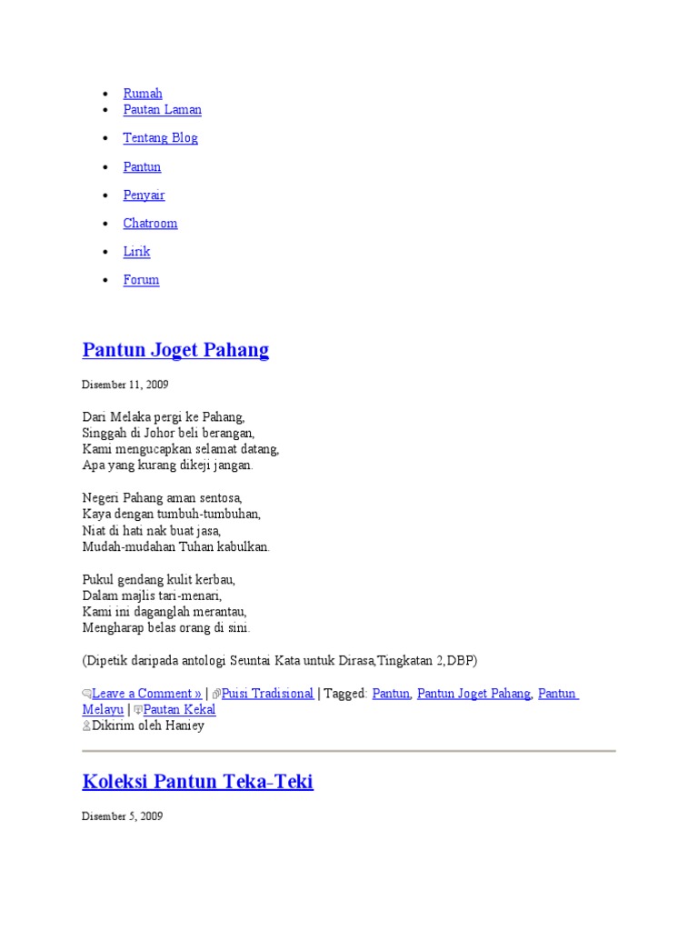 Contoh Pantun Dan Syair Moden