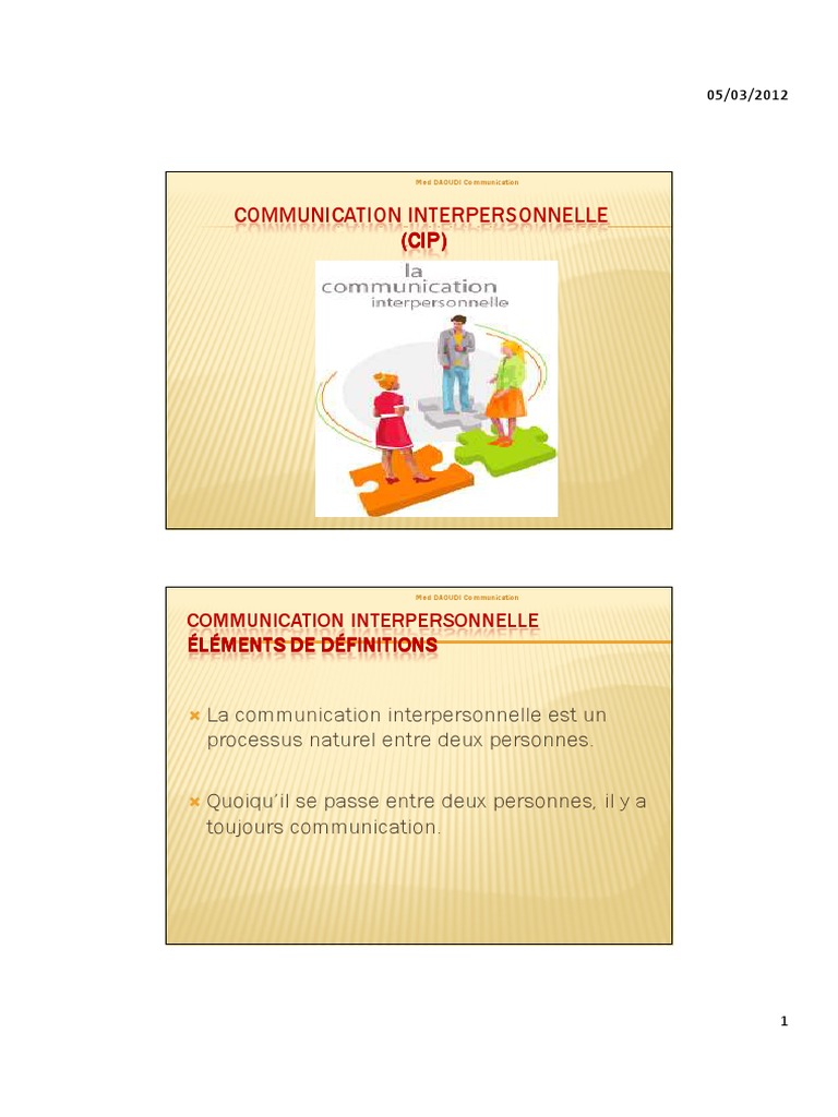 Introduction à la Communication Interpersonnelle | PDF | Communication ...
