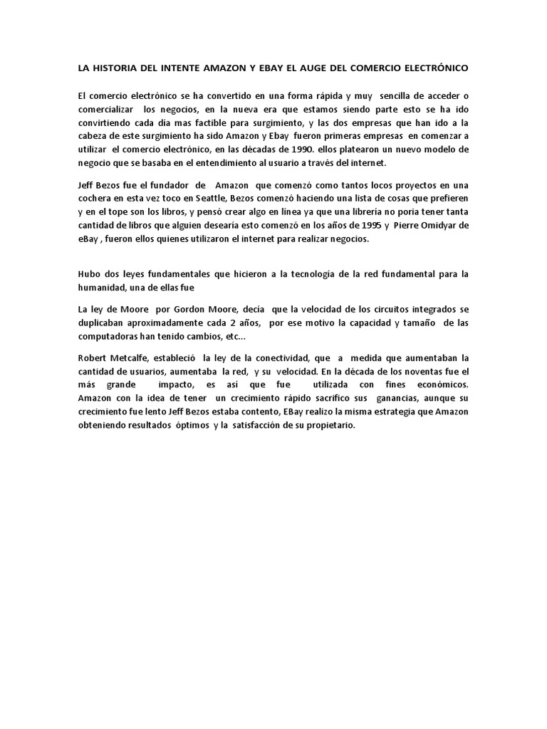 La Historia Del Intente Amazon y Ebay El Auge Del Comercio Electrónico ...