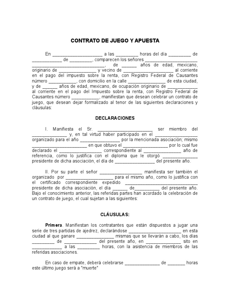Contrato de Juego y Apuesta | PDF | México | Gobierno