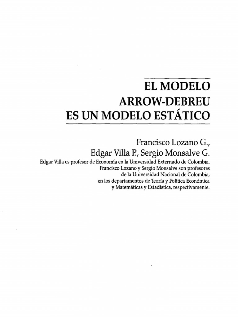 Modelo Arrow Debreu PDF Teoría del equilibrio general Competencia