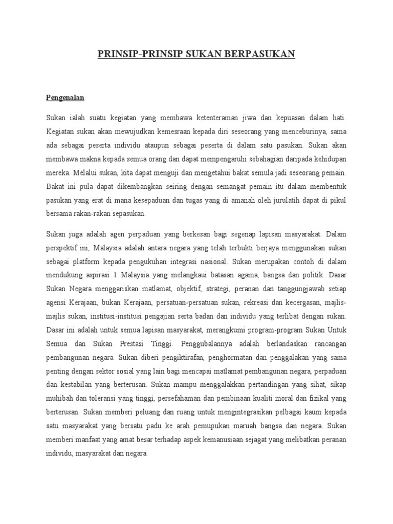 Sukan Berpasukan Pdf