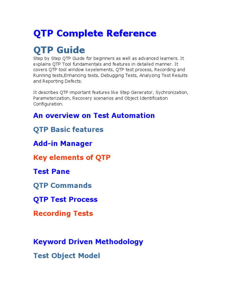 QTP Complete Reference For CS  PDF  Scripting Language