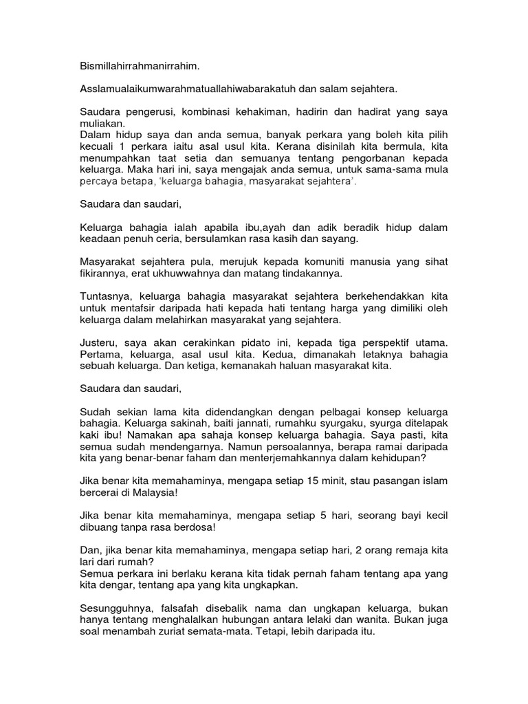 Teks Pidato Masyarakat Sejahtera Hidup Bahagia