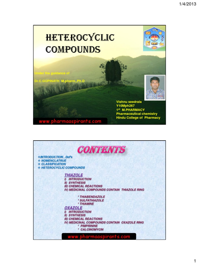 Heterocyclic Compounds Overview | PDF | Heterocyclic Compound | Organic ...