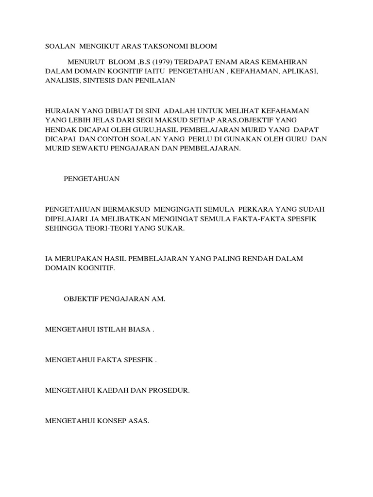 SOALAN MENGIKUT ARAS TAKSONOMI BLOOM.docx