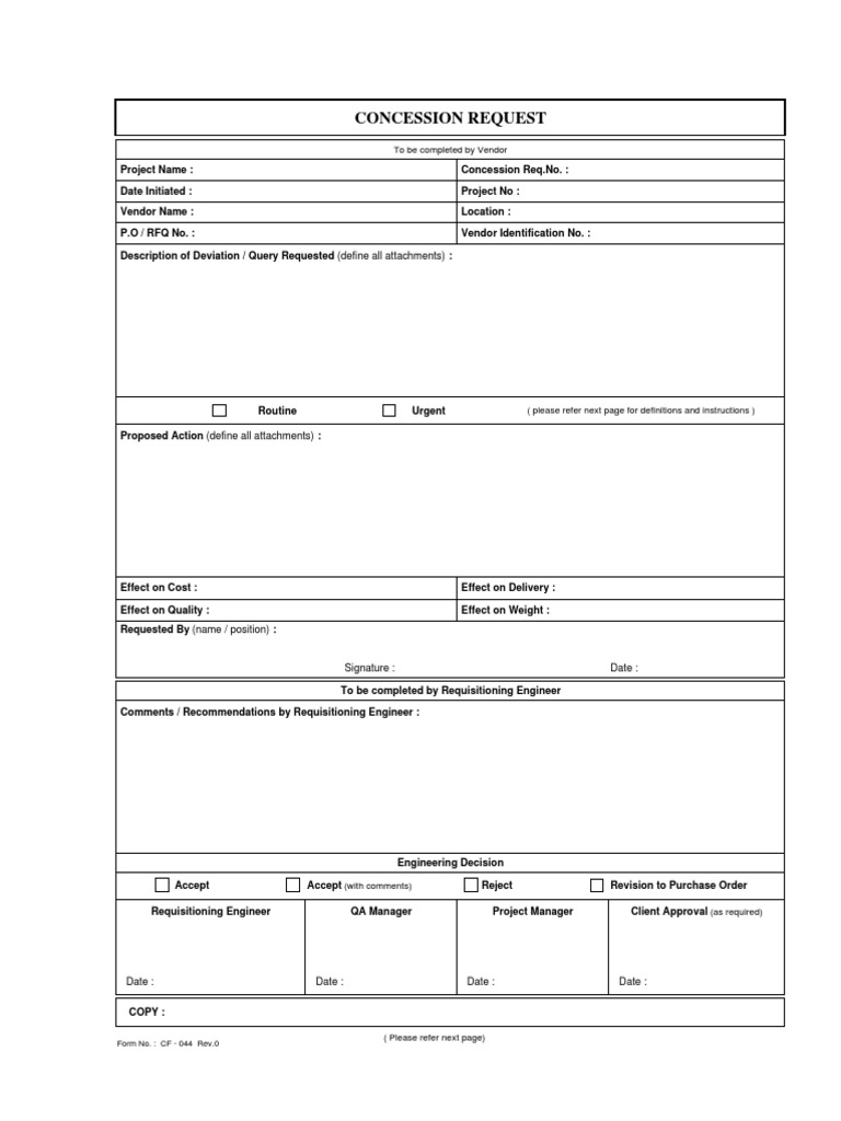 Concession Request Form