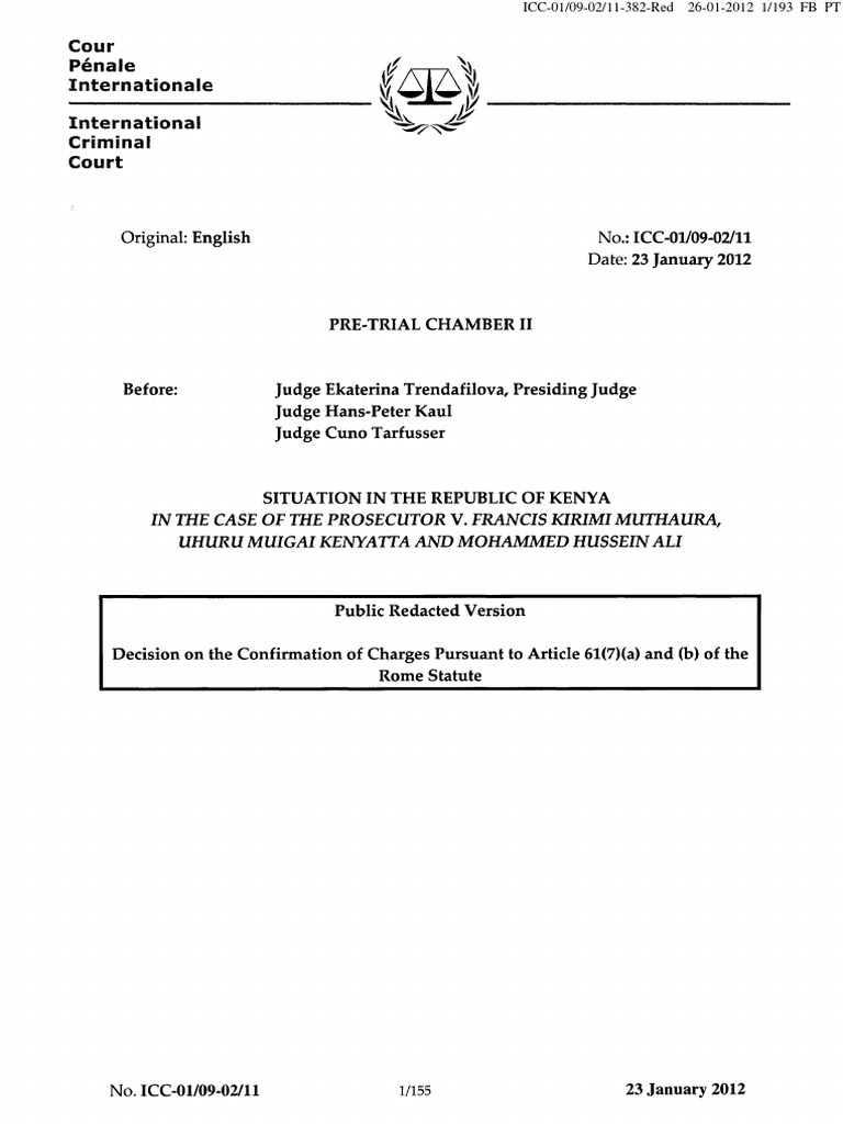 ICC Confirmation | Download Free PDF | Criminal Justice | Crime & Violence