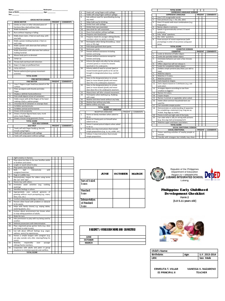 Eccd Checklist | Finger | Sibling
