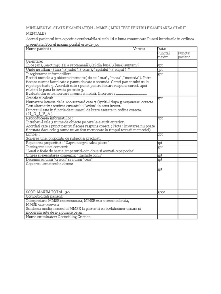Mmse Test | PDF