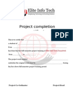 Project Completion Certificate: Project Co-Ordinator Project Head
