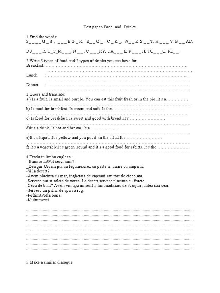 Foodanddrinkstest | PDF | Home | Food And Drink Preparation