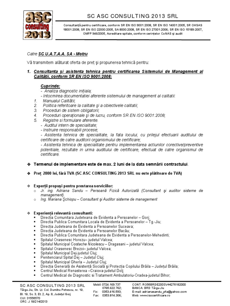 Oferta Consultanta Iso 9001 Pdf
