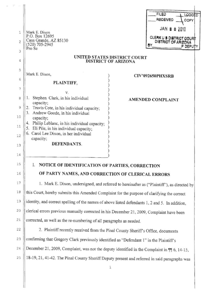 Dixon lawsuit against pinal county sheriff officers in individual
