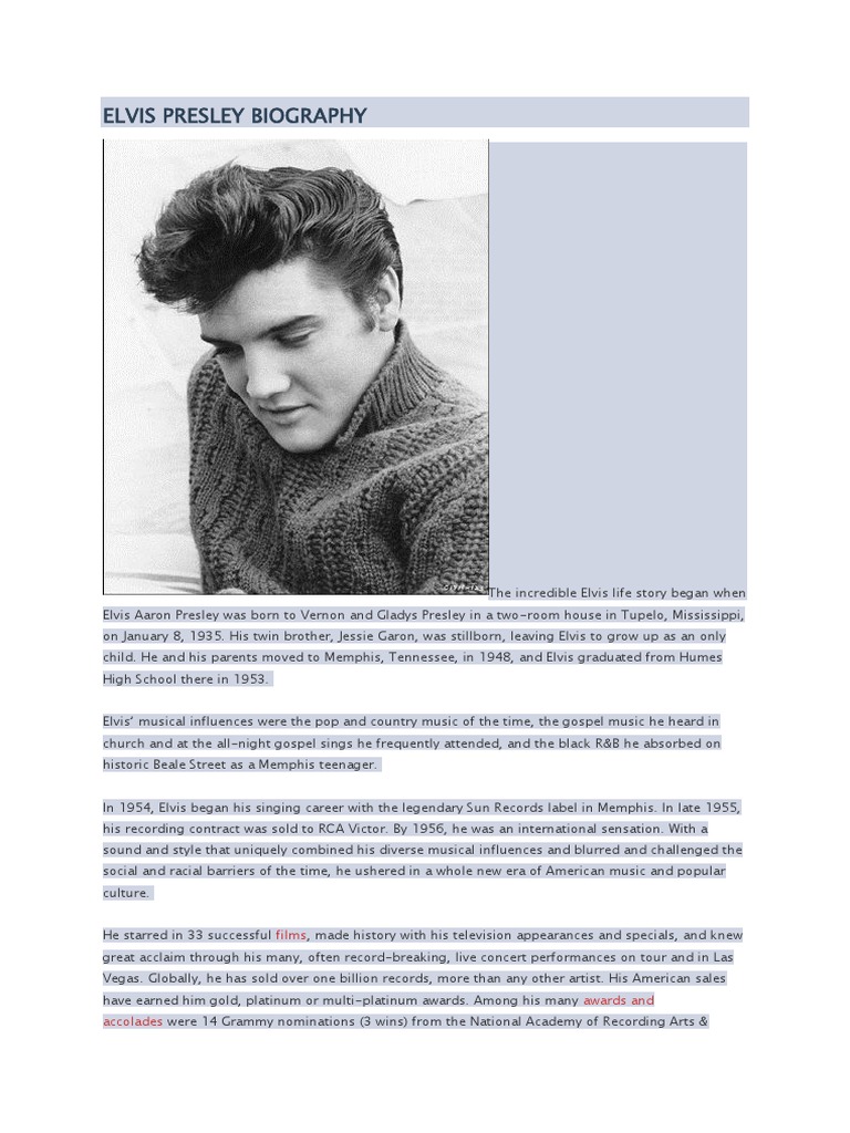 Elvis Presley Bio – Hollywood Life