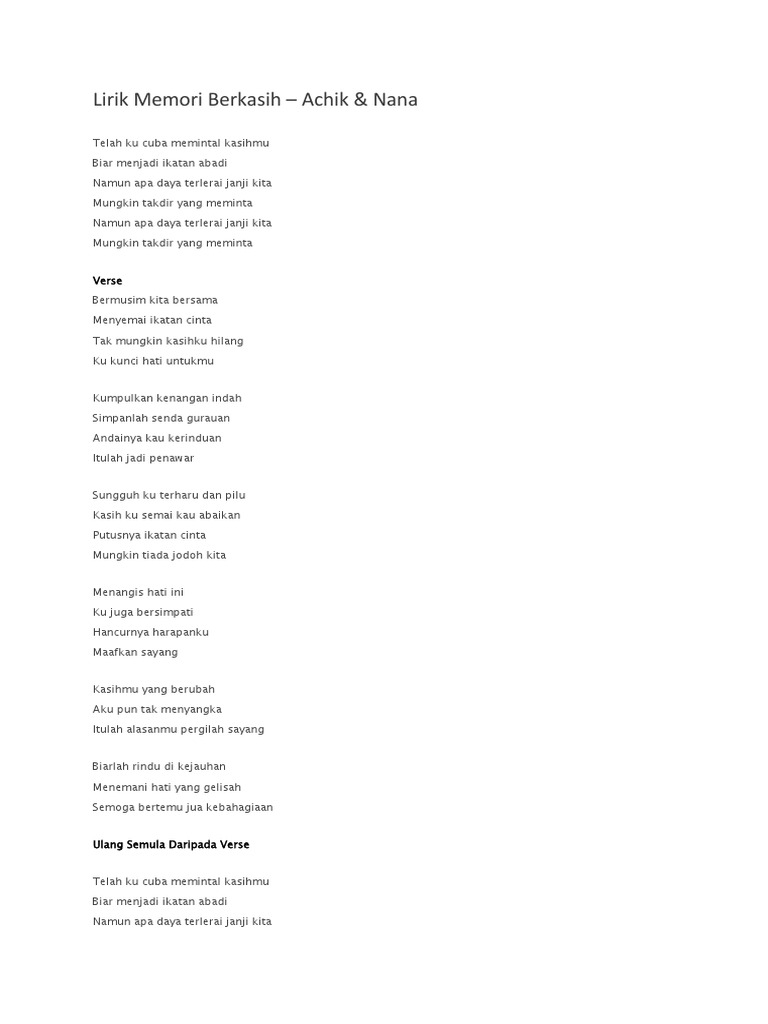 Lirik Memori Berkasih Pdf