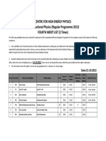 Centre For High Energy Physics BS Computional Physics (Regular Programme 2013) Fourth Merit List (3 Times)