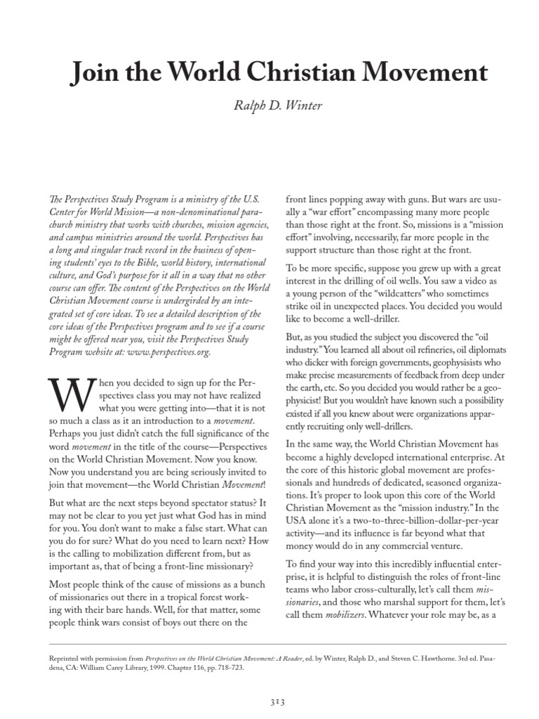 Join the World Christian Movement PDF Religious Comparison