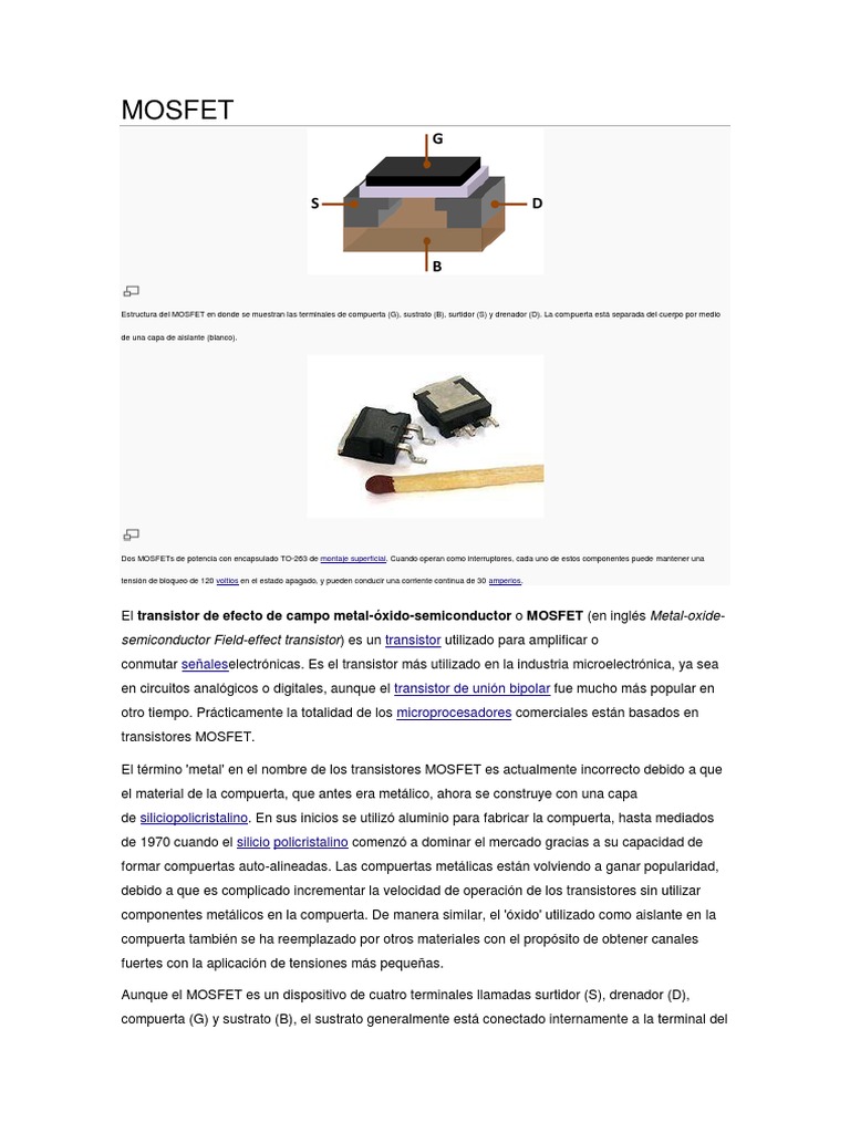 Mosfet Wikipedia PDF Mosfet Transistor