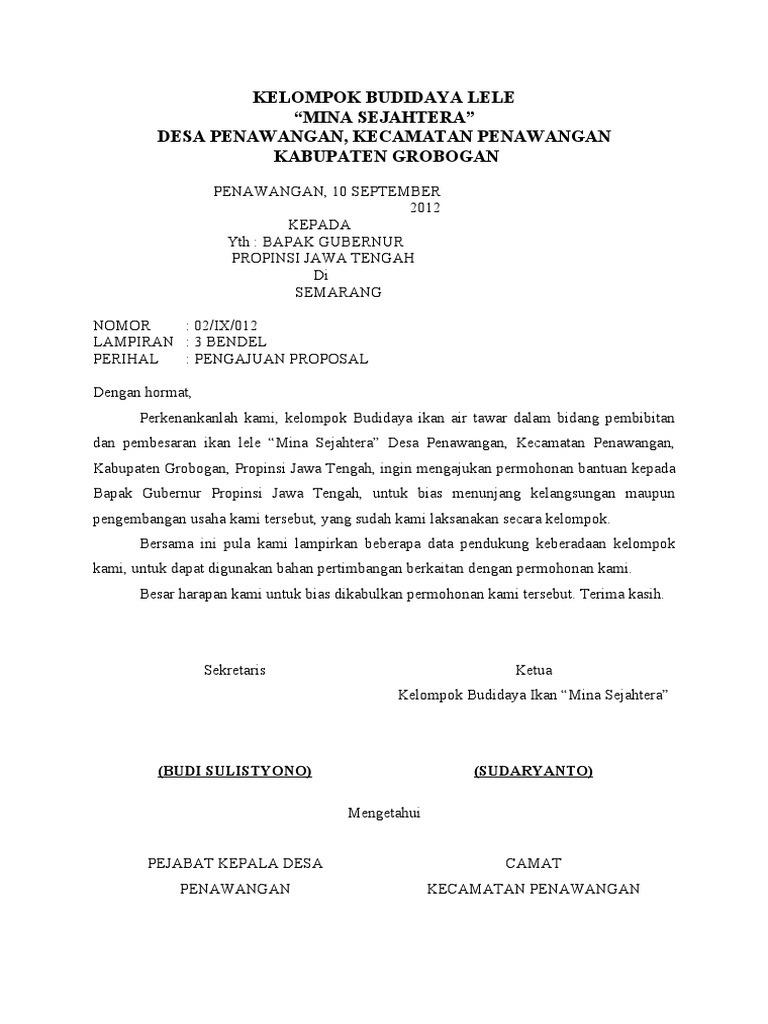 Contoh Proposal Budidaya Lele Doc