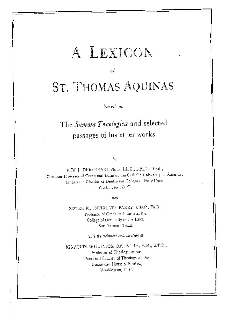 Bur Fat Jeea Xxx Com - Lexicon of St. Thomas (2) Deferrari | PDF